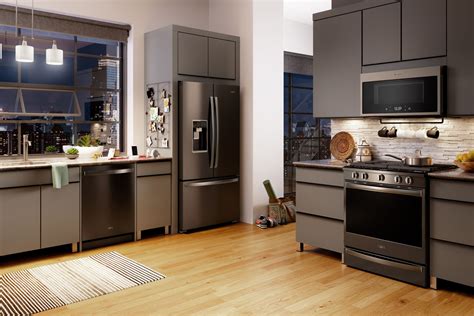 best cabinet color for black stainless steel appliances|black stainless steel cabinet color schemes.